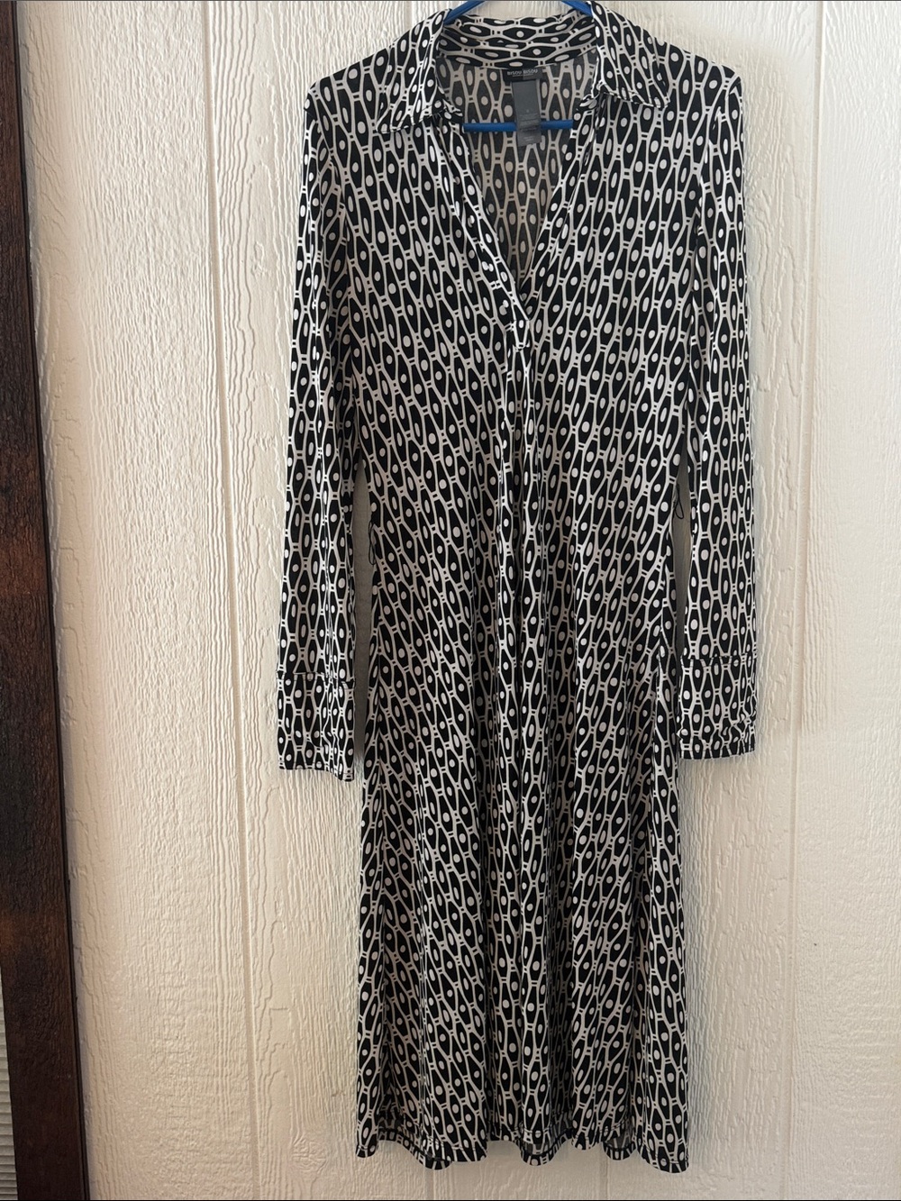 Bisou Bisou Michele Bohbot Geometric Midi Dress Black White Size 8 - Picture 2 of 6